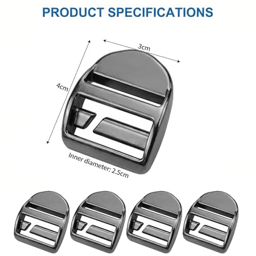 hankousi Pack of 4 Black Metal Ladder Lock Buckles, 25mm Inner Diameter Backpack Replacement Buckles, Heavy-Duty Webbing Adjuster Clips for Backpacks, Luggage Straps & Seat Belts — view 2