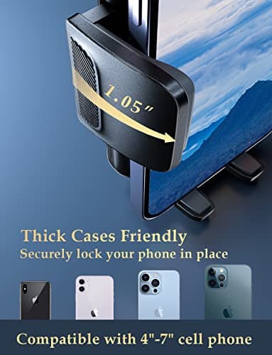 Phone Holder for Car Vent: [Never Blocking] Air Vent Cell Phones Mount, Quick Release Car Phone Mount with Stable Hook Clip, 360° Rotation Automobile Phone Cradle for iPhone Samsung Huawei-Acrylic — view 4