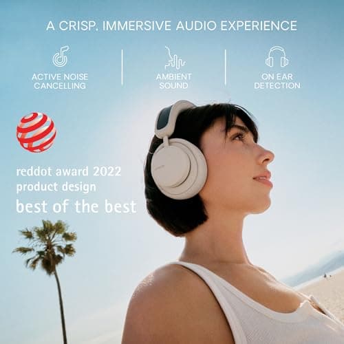 Urbanista Los Angeles Solar Powered Wireless Over Ear Headphones, Infinite Playtime Active Noise Cancelling Bluetooth 5.0 Headphones, Self Charging ANC Earphones with On Ear Detection, Desert Grey — view 3