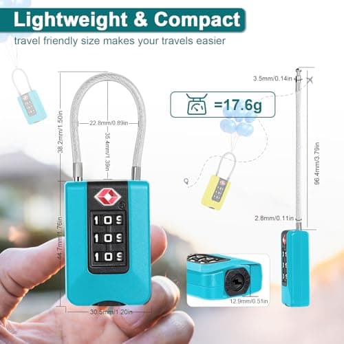 ZHEGE Luggage Locks, Suitcase Padlocks Combination (2P, Blue) — view 3