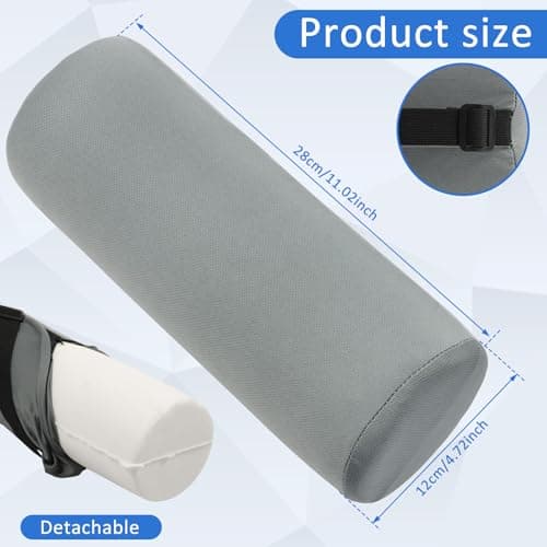 Lumbar Roll Pillow for Lower Back, 11 Inch Memory Foam Roll Pillow (Grey) — view 2