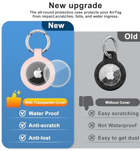 Keyring for AirTag Holder, Apple Airtag Keyring, Thick Silicone Air Tag Protective Case compatible with Apple Air tag for Wallet, Dog Collar, Luggage, Keys (Pink) — view 4