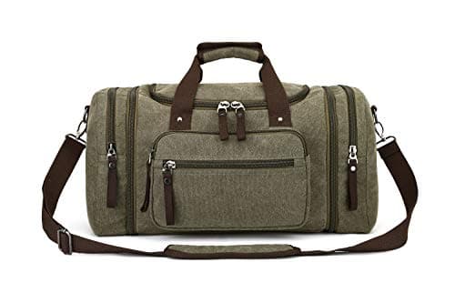 Duffle Bag, Unisex Canvas Holdall, Large Travel Duffles Travel Carry On Duffle Bags Overnight Weekend Weekender Bag Travel Tote for Men and Women Green