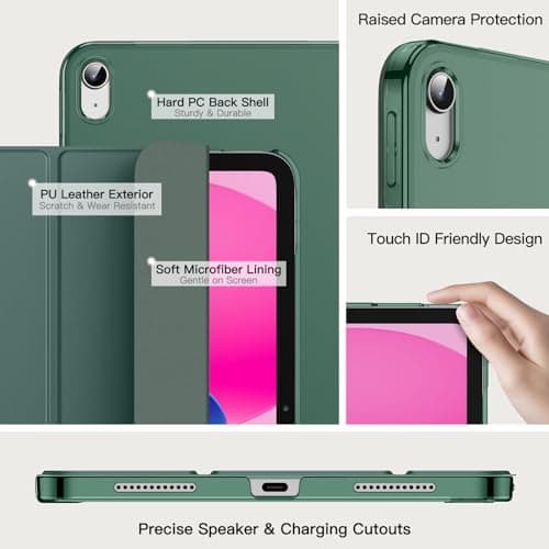 JETech Case for iPad (A16) 11th/10th Gen, Misty Green — view 3