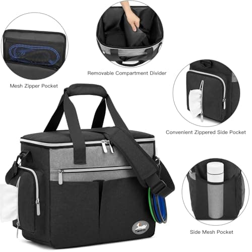 TAIHOYIN Dog Travel Bag for Pet Kit Outdoor with 2 Food Bags + 2 Collapsible Bowls + Feeding Mat + Dog Treat Bum Pouch 7-Piece Set for Pet Accessories Organizer for Traveling Walking Camping, Black — view 5