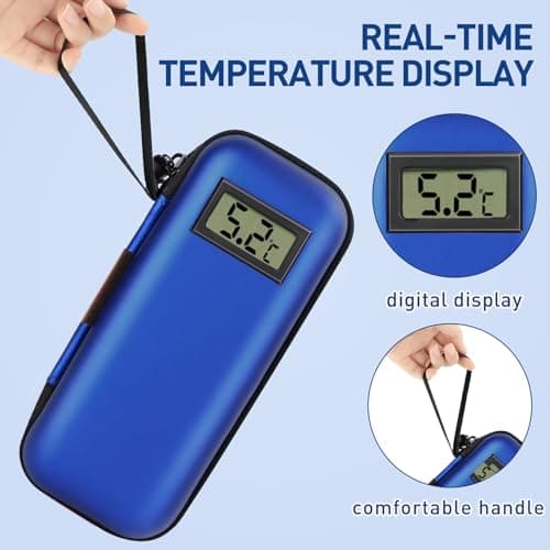 Insulin Cooler Travel Case, Refrigerated Medicine Travel Case with 2 Reusable Ice Packs TSA Approved for Diabetic Supplies Patent Pending, Portable Temperature Display Medicine Travel Cooler (Blue) — view 2