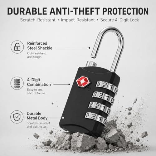 Diyife TSA Luggage Locks, [Updated Version][2 Packs] 4-Digit Security Padlock, Combination Padlocks, Code Lock for Travel Suitcases Luggage Bag Case etc. Black — view 2
