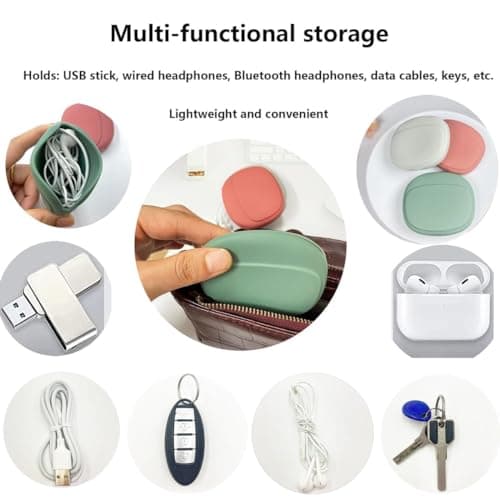 JJiaoLinin Silicone Earphone Case, 4 pcs Headphone Earbud Protective Carrying Case Bag,Silicone Headphone Storage Bag, Mini Headphone Case, Portable Headphone Case (Grey+Green+Red+black) — view 4