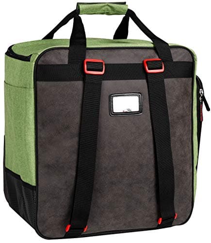 BRUBAKER Super Performance Ski Boot Bag Helmet Bag Backpack with Shoe Compartment - Green Black — view 2