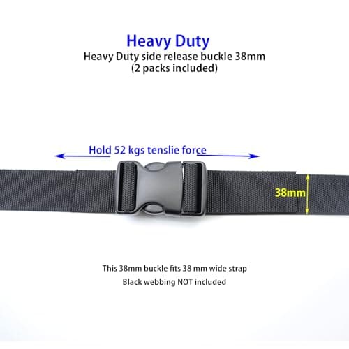 Ahijklmn Plastic Side Release Buckle Clips 38mm Heavy Duty Plastic Rucksack Replacement Snap Buckle Clips Clasp for Backpack Strap (38mm - 2 sets) — view 5