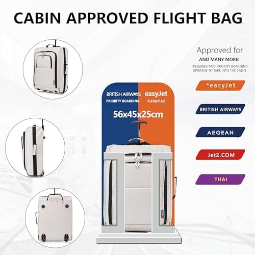 56x45x25 Easyjet Cabin Bag Hand Luggage Approved Cabin Case Lightweight Suitcase Also Approved for BA Jet 2 1.5kg 57L Grey — view 3