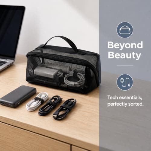Mesh Makeup Bags, Portable Travel Organizing Toiletries Makeup Pouches — view 4