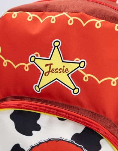 Disney Toy Story Girls Red Jessie Backpack | Adjustable Padded Straps, Front Zip Pocket & Mesh Side Pocket | Back to School Rucksack with Bullseye Graphic Merch — view 4