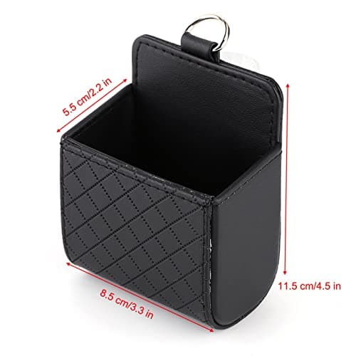 Lwuey Car Air Vent Storage, Hanging PU Leather Pouch Box with Hooks For Phones Keys Sunglasses Coins Pens Cards Organizer Bag Anti Slip Driver Essential Accessories Front Tidy Caddy — view 6