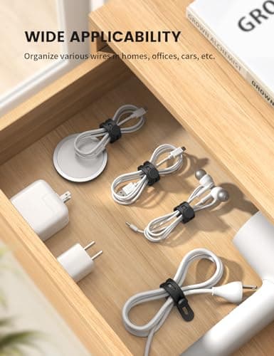 Lamicall 10 Pack Silicone Cable Ties, [Reusable & Washable] Cord Organizer — view 4