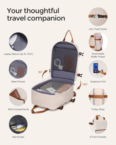 COOLIFE 55×35×20 Cabin Suitcase + 40x30x20cm Ryanair Cabin Bag EasyJet Set — view 5
