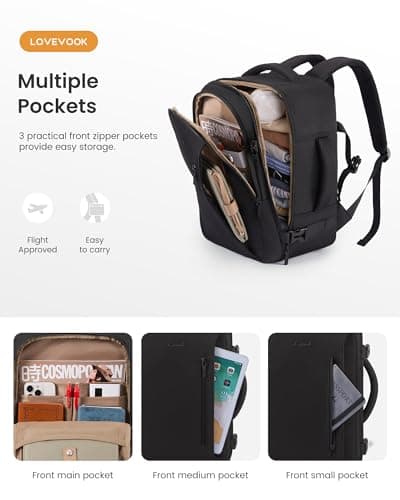 LOVEVOOK Ryanair Cabin Bags 40x30x20 Underseat Carry On Travel Backpack Womens Fit 14 Inch Laptop 24L Hand Luggage Rucksack Bag for Flight Small Weekend Duffel Bag Cabin Size for Eurowings Wizz Air — view 5