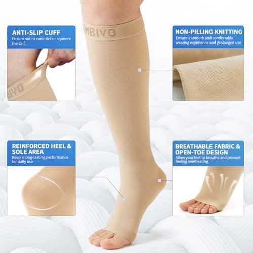 CAMBIVO Compression Socks for Women & Men, Open Toe, 20-30 mmHg — view 2