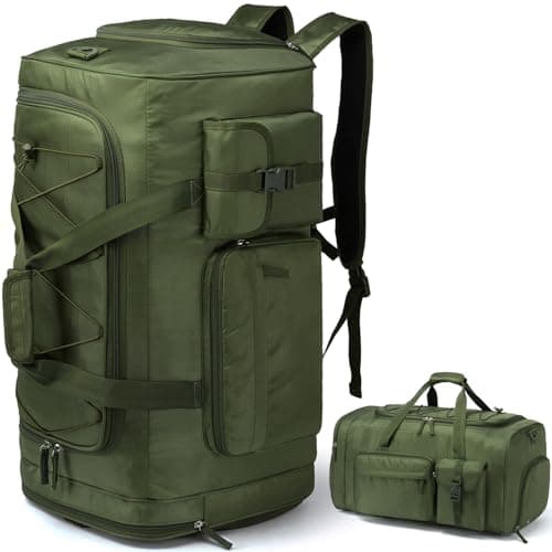 TAIHOYIN Large Gym Bag Backpack with Shoes Compartment, 70L Heavy Duty Sports Duffle Bag for Men & Women, Workout Duffel Bag, Weekender Overnight Backpack for Travel Camping, Green