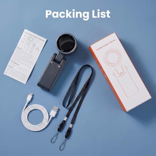 Peixiong Portable Handheld Fan,3-in-1 Foldable Neck & Desk Fan,Portable Handheld Turbo Fan, 5 Gear High Speed 4000mAh Rechargeable Mini Personal Hand Fan (Black) — view 6