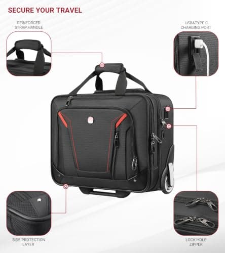 star cloud Rigid Frame Rolling Laptop Bag 18"×14"×8", Water-Resistant Rolling Briefcase with Wheels, Business Travel Computer Bag, Underseat Carry on Luggage for Men & Women — view 2