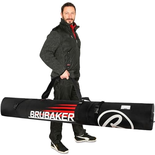 Henry Brubaker Carver Champion Ski Bag Padded for 1 Pair of Skis and Poles 170 cm or 190 cm Red Schwarz/Rot 170 Size:170 cm — view 2