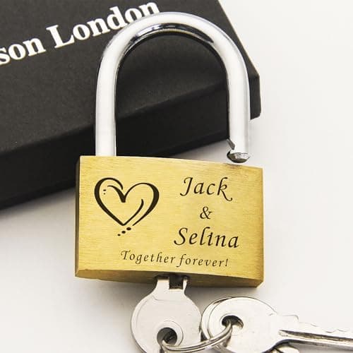 Personalised Padlock Engraved Padlock Love Lock Personalised Locks for Her Him Girls Couples Lover Anniversary Wedding Gifts for Christmas Large Love Lock for Travel Trip Valentines (Design 4) — view 2