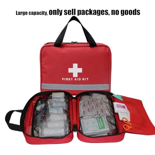 Aoutacc Nylon First Aid Empty Bag,Compact and Lightweight First Aid Kit Pouch with Reflective Strip for Emergency at Home, Office, Car, Outdoors, Boat, Camping, Hiking(Bag Only) — view 3