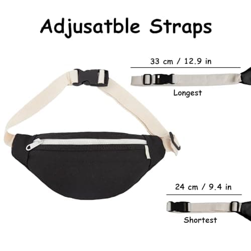 Kids Bumbag, Canvas Fanny Pack for Kids Crossbody Waist Bag for Unisex Toddler Boys Girls (Black) — view 2