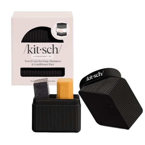 Kitsch 2-Compartment Travel Soap Case – Bar Soap Holder & Organizer, Travel Case for Bars – TSA-Approved – Lightweight, Durable, Leak-Proof, Made from Recycled Plastic – Black — view 2