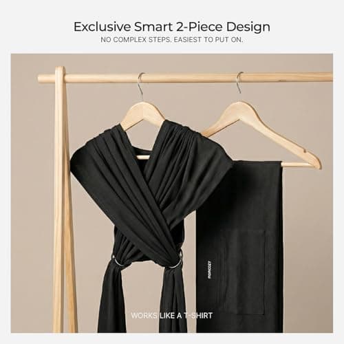 Momcozy Baby Wrap Carrier for 3.6-15kg, Adjustable Sling for Newborn, Black — view 4