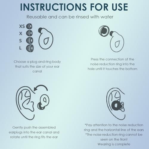 Comfortable Sleep Ear Plugs,Ear Plugs for Noise Reduction,Reusable Earplugs,Soft Hearing Protection in Flexible Silicone for Sleep,Noise Sensitivity&Flights(Black+Gold) — view 5