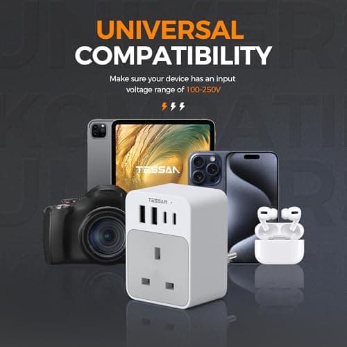 TESSAN UK to European Plug Adapter 2 Pack, EU Travel Plugs with USB C — view 6