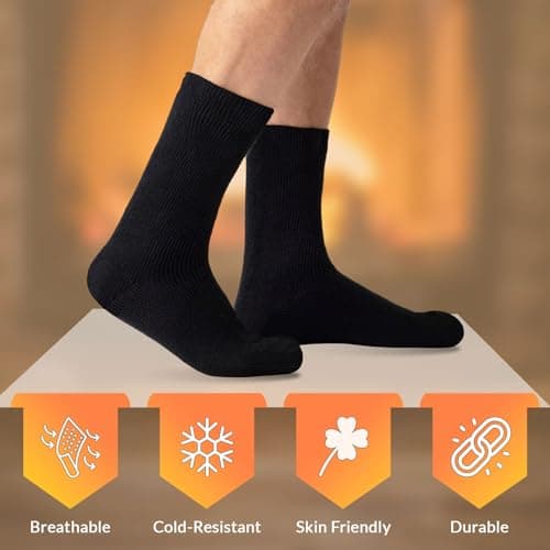 HiFEN® 3 Pairs Multipack Mens Extra Thick Warm Thermal Socks Black Heated Boot Socks — view 4