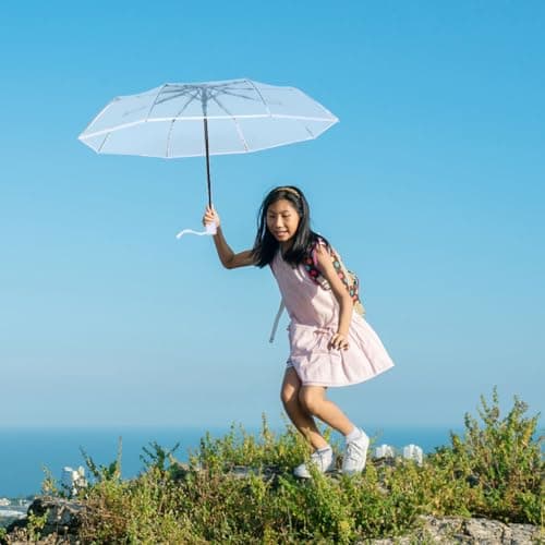 FOYTOKI White Travel Umbrella Automatic Fully Triple Folding — view 5