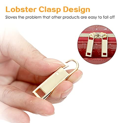 Metal Zipper Handle Replacement for Shoes, Luggage, Suitcase, Bag, Jacket - 8PCS Repair Tabs (Gold) — view 3