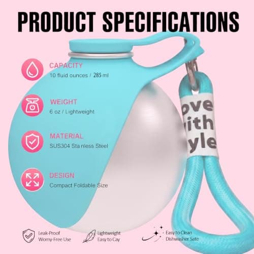 2-in-1 Portable Dog Water Bottle, 285ml Stainless Steel Pet Travel Bottle — view 3