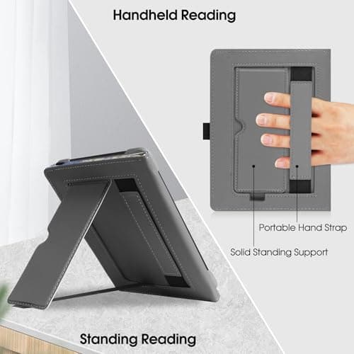 HGWALP Universal Case for 6" eReaders, Folio Leather Stand Cover with Handstrap Compatible with All 6 inch Paperwhite/Kobo/Tolino/Pocketook E-Book Reader,Marble Purple — view 4