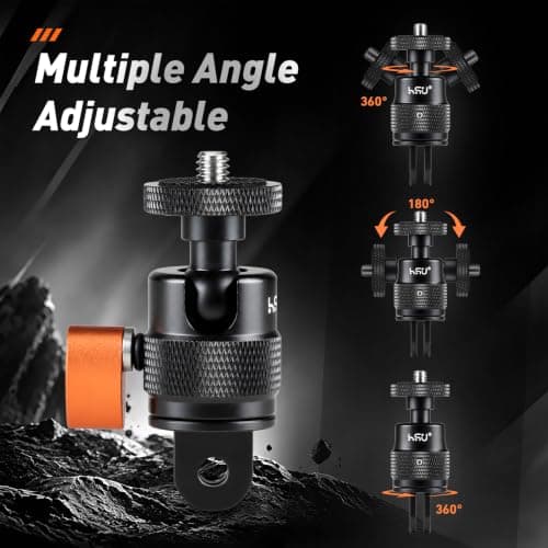 HSU 1/4" Screw Camera Mount Adapter with 360° Ball Head for Action Cameras — view 4