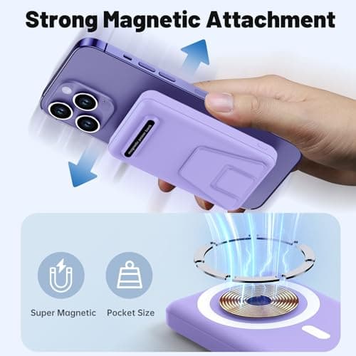 YAGOPAL Power Bank 10000mAh Magnetic Wireless Power Bank with Foldable Stand and LED Display Portable Charger 22.5W PD Fast Charging Battery Pack For iPhone 16/15/14/13/12 Mini Pro/Pro Max — view 2