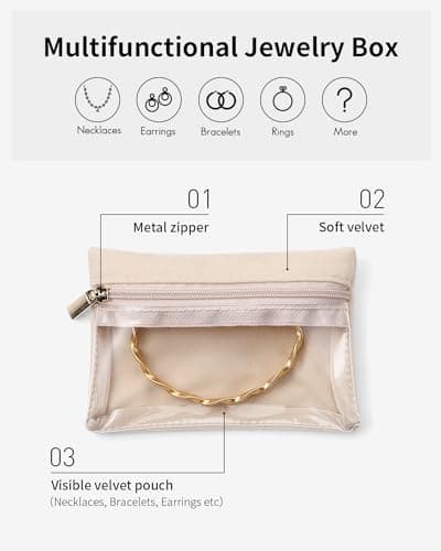 VLANDO 6 Pack Velvet Jewellery Pouches, Clear Travel Organiser for Women — view 3