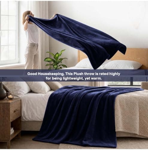 IR Imperial Rooms Fleece Blanket Navy Blue, Throw/Single 130X150 Cm — view 3