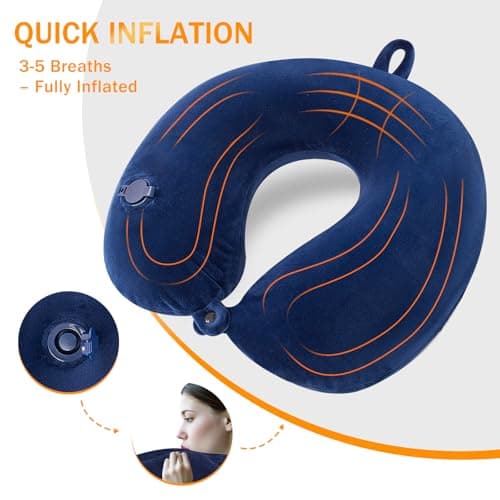 JetsCush Inflatable Neck Pillow, Compact Airplane Travel Pillow for Adults — view 3