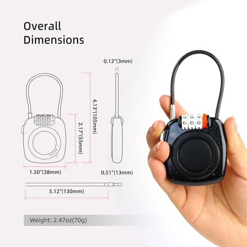 [Apple MFi Certified] iOS Tracker Tag & Holder with Combination Lock, Compatible with Apple Find My AirTag, Air Tag Holder Luggage Lock, for Backpack, Bag, Suitcase (Black + Black Tracker) — view 4