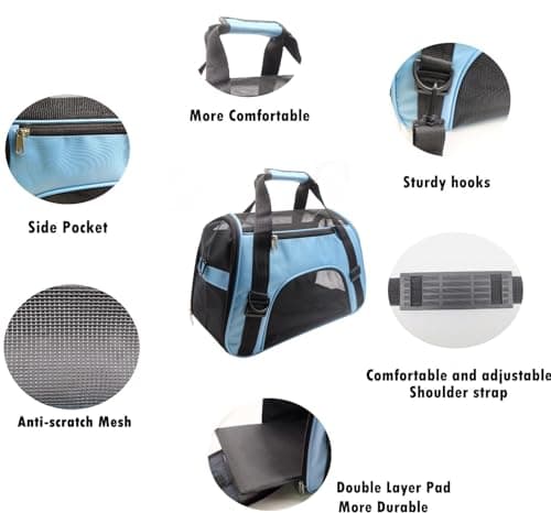 ZvoanSem Pet Carrier Bag,Small Cat Carrier Kitten Puppy little Dog Carrier for Travel Airline Approved Small Animal (S, Blue) — view 3