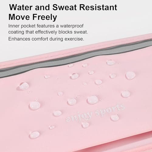 Bamily Running Belt Waist Pack, Water-Resistant Sweatproof Multi-Pocket Running Phone Holder for Women, Pink Marathon Outdoor Waist Bag for Running, Cycling, Hiking & Fitness — view 5