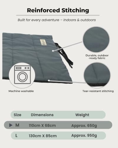 EpicRove Dog Blanket for Travelling Waterproof - Non-Slip Dog Mat 110 x 68 cm, Washable Dog Bed - Outdoor, Travel & Car Boot Comfort Cushion for Dogs & Cats (Grey) — view 4