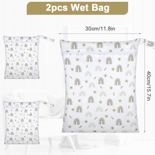 AOOSA 2PCS Wet Bags, Reusable Swimsuit Bags with Handle and Zipper(Rainbow) — view 2