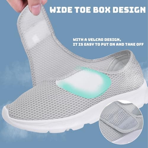 Git-up Women's Walking Shoes Ultra Lightweight and Breathable, Hook and Loop Water Shoes for Indoor and Outdoor, Slip On Athletic Shoes for Walking Hiking Stream, A-gray, 6 — view 6