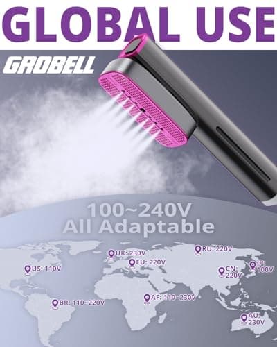 GROBELL Travel Garment Steamer for Clothes: 100V-220V Dual Voltage Hand Portable Hand Held 2 In 1, 20s Smart Fast Heat Up Handheld Clothing Steamer, 4 Modes with LED Display, Global Travel Size — view 2